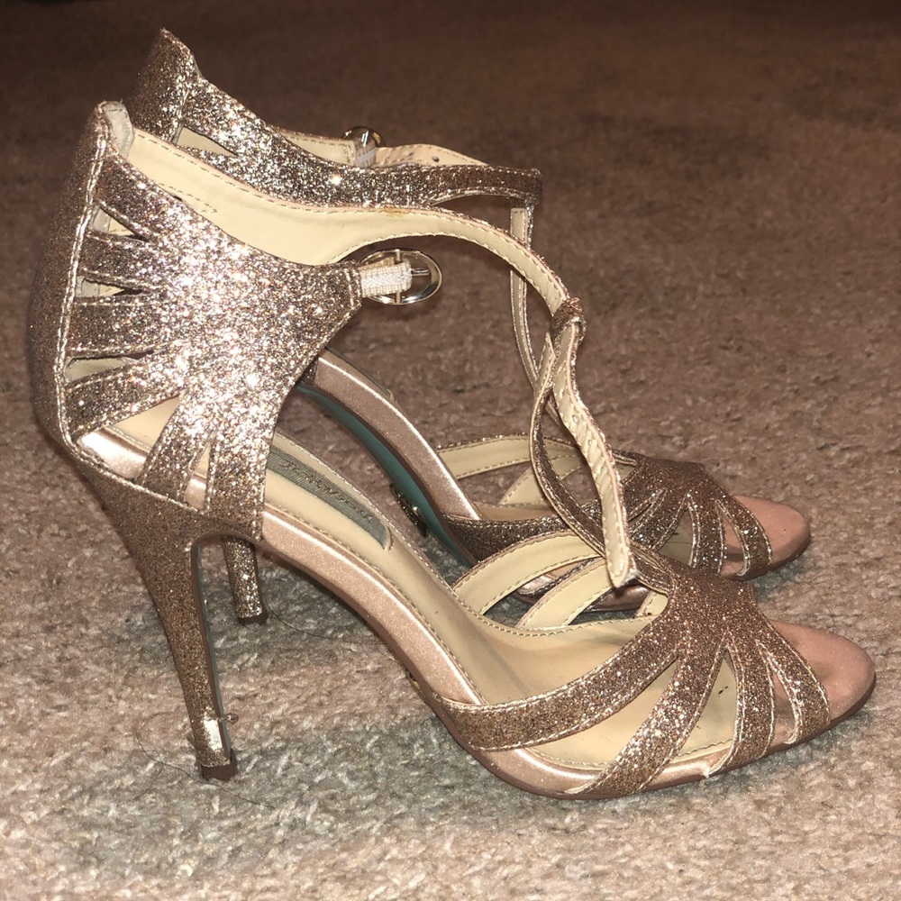 Betsy Johnson Rose Gold Sparkly High-heels